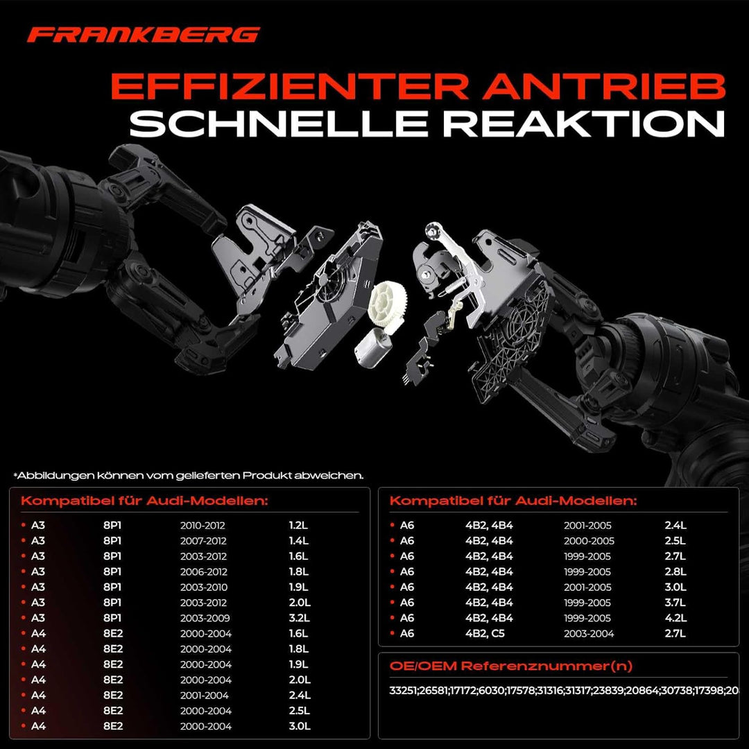Frankberg 1x Türschloss Heckklappenschloss Zentralverriegelung Kompatibel mit A3 8P1 2003-2012 A3 Ca