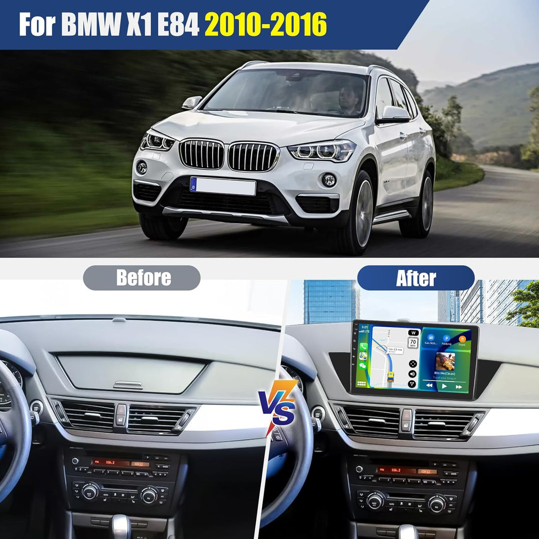 Für BMW X1 E84 2010-2016, CAMECHO 4+64G 8-Kern Android 15 Autoradio, Qualcomm 10 Zoll Wireless Carpl