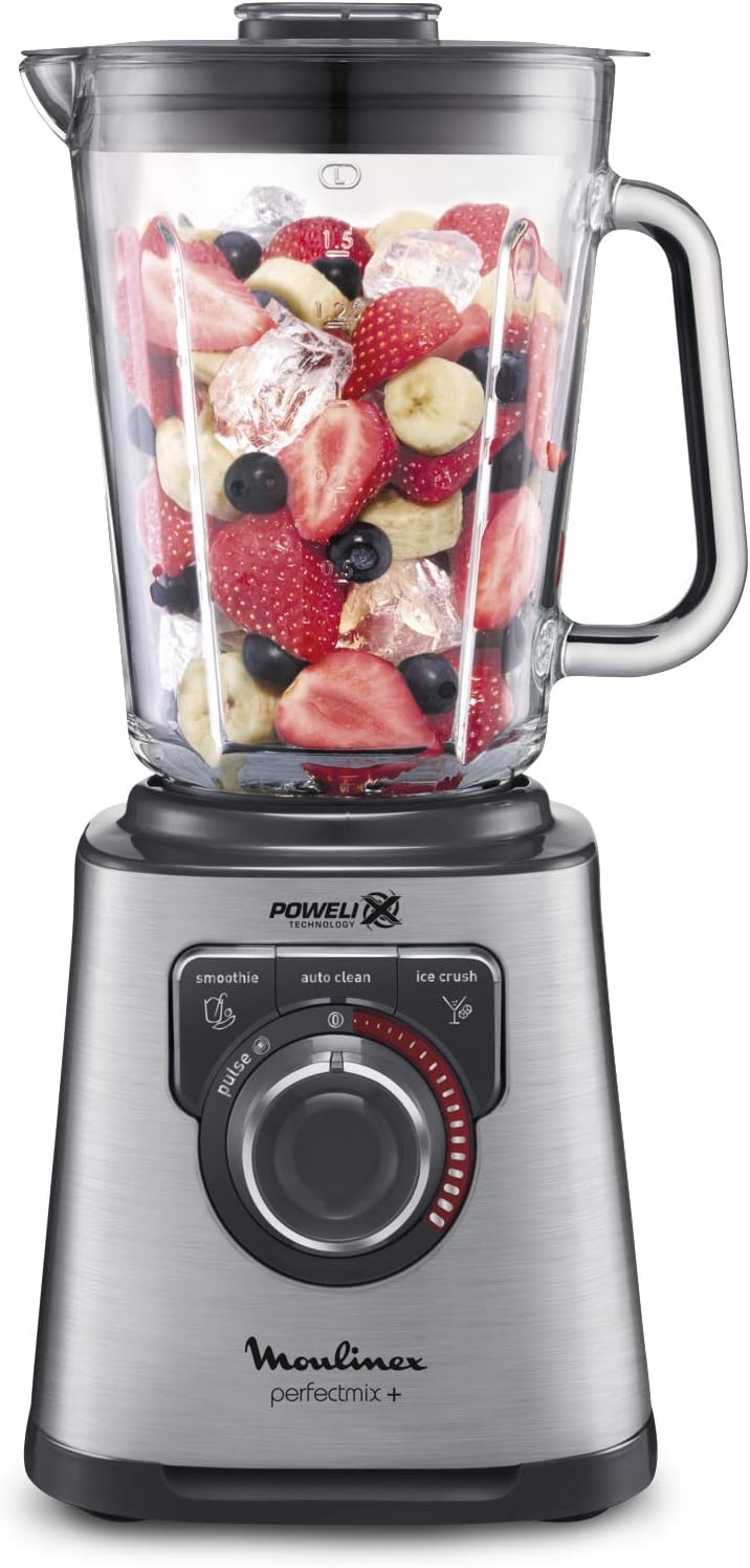 Moulinex Perfect Mix + LM811D10 - 1200-W-Mixer, glasierter Edelstahl, hintergrundbeleuchteter Geschw
