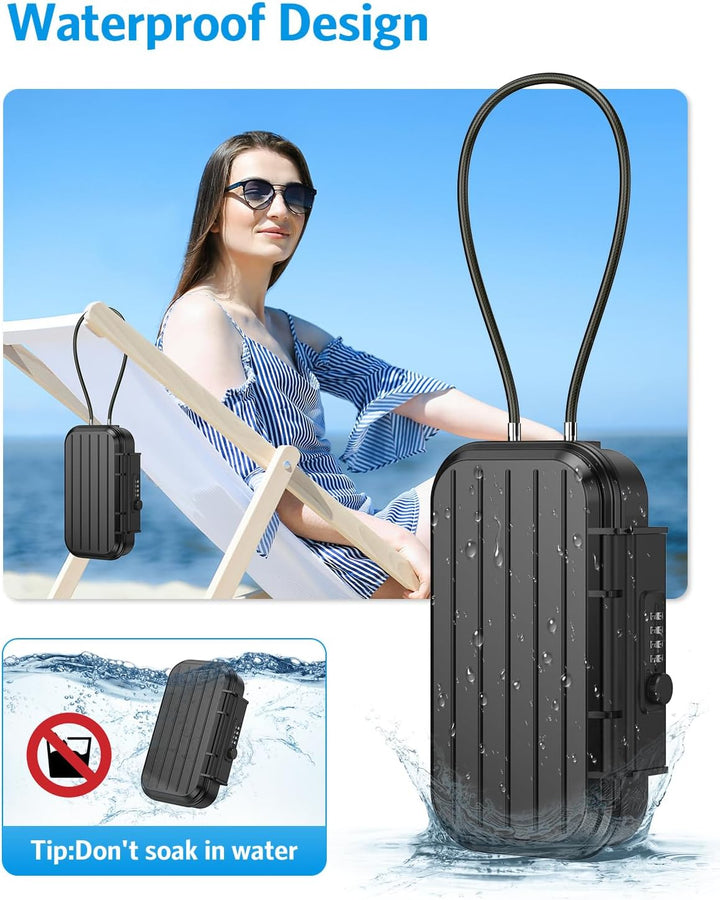 Brifit Tragbarer Tresor, Strandsafe mit Zahlencode, Wasserdichte Aufbewahrungsbox mit 6.3mm Stahlsei