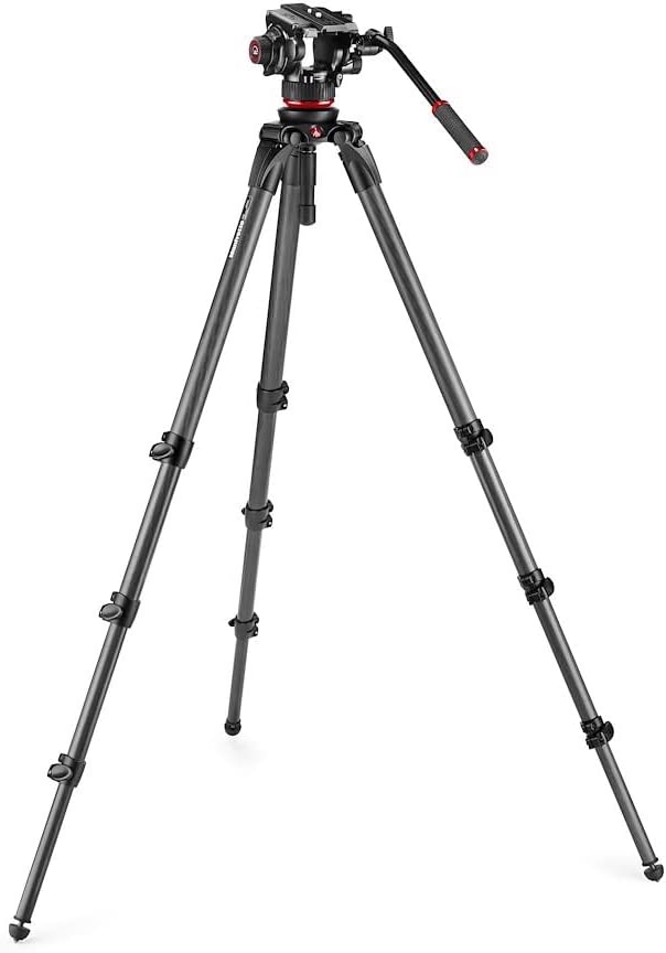 Manfrotto 504X Fluid-Videokopf mit 536 Carbon-Einbeinstativ, Stativ und Videokopf-Kit aus Premium-Ko