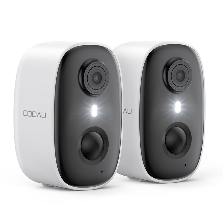 COOAU 2 Stück Akku Überwachungskamera Aussen - 2K WLAN Kabellose Kamera Überwachung Innen mit Farbig