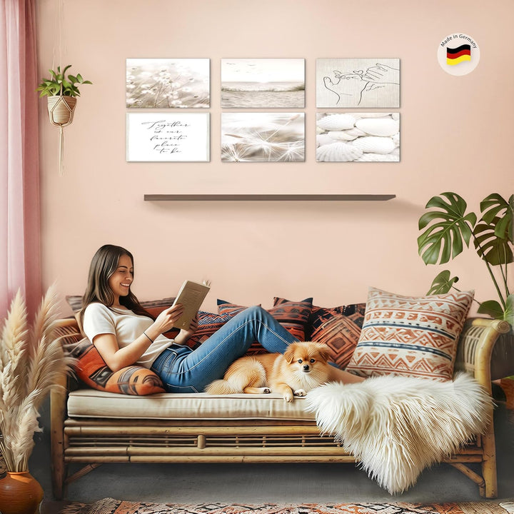 Novart Set Wandbilder - KEIN EXTRA RAHMEN BENÖTIGT - Wohnzimmer Schlafzimmer - Bilder Modern Boho St