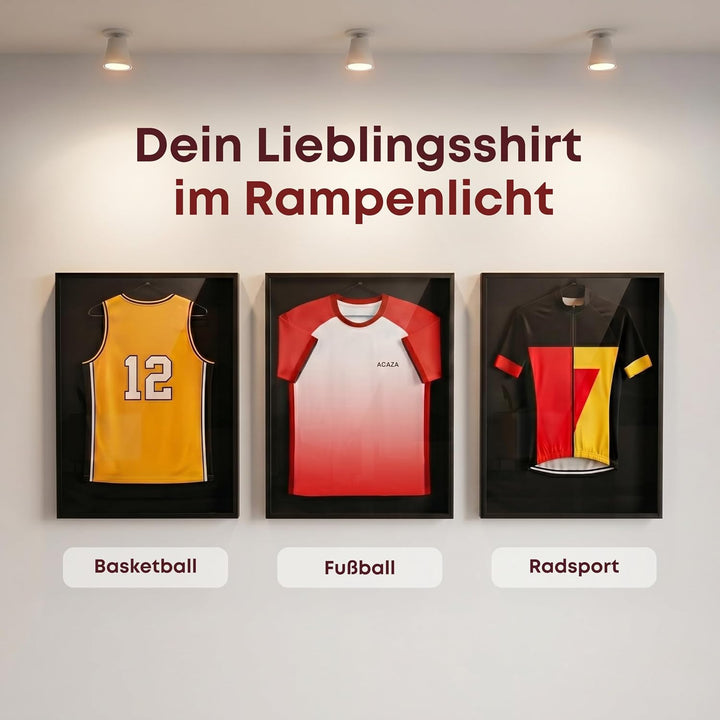 ACAZA Trikotrahmen Premium 70 x 90cm XL Gross, 3D Bilderrahmen tief zum befüllen mit Fussball-, Eish