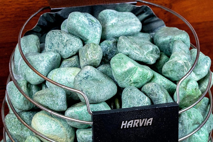 Saunasteine Jadeit 15 kg – Abgerundet, 5–10 cm | Höchste Haltbarkeit, Langanhaltende Wärme | Für Ele