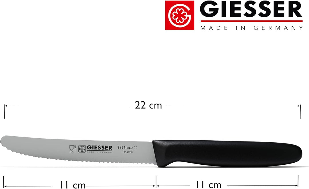 Giesser seit 1776 - Made in Germany - Tomatenmesser 6er Set schwarz, Klinge 11 cm, rutschfest, klein