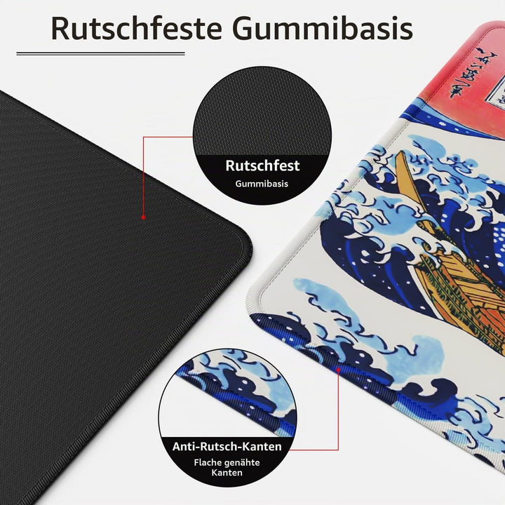 EFISH Japan Art Kanagawa Surfen Mauspad XL (800 × 300 × 3 MM) - Erweiterte Schreibtisch-Pad mit Genä