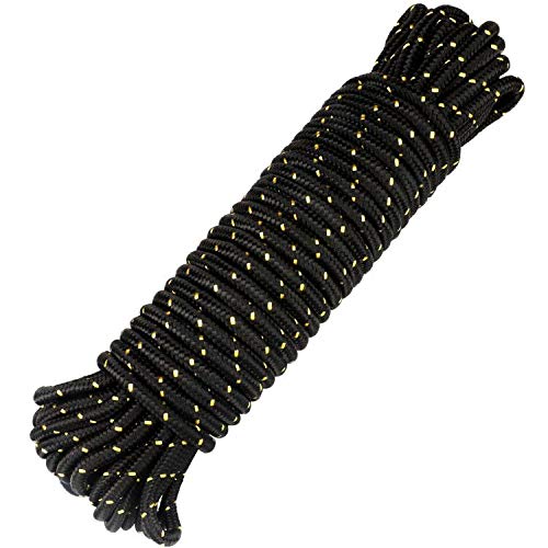 G2PLUS 8mm Paracord Seil, Schwarz Nylonseil, 20M Multifunktional Outdoor Seil, Kletterndes Zugbinde