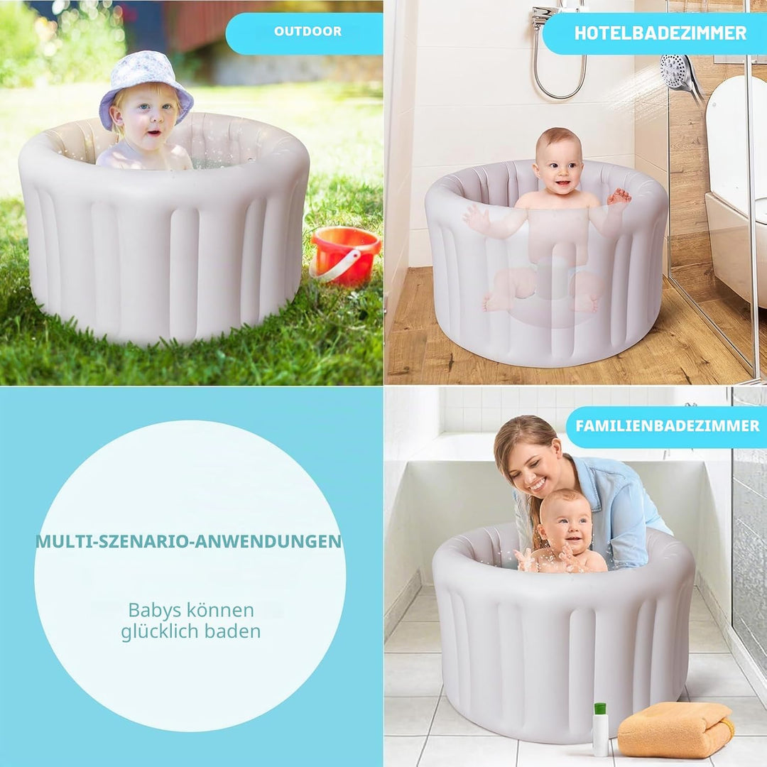 Aufblasbare Babybadewanne XL - Tragbare Kleinkindwanne für Dusche, reisefreundlich, leicht zu entlee