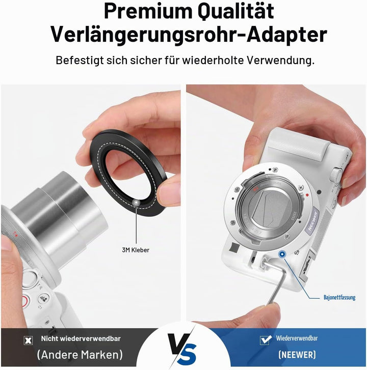 NEEWER Weitwinkelobjektiv kompatibel mit Sony ZV1 Kamera, 2 in 1 18mm HD Weitwinkel und 10 Fach Makr