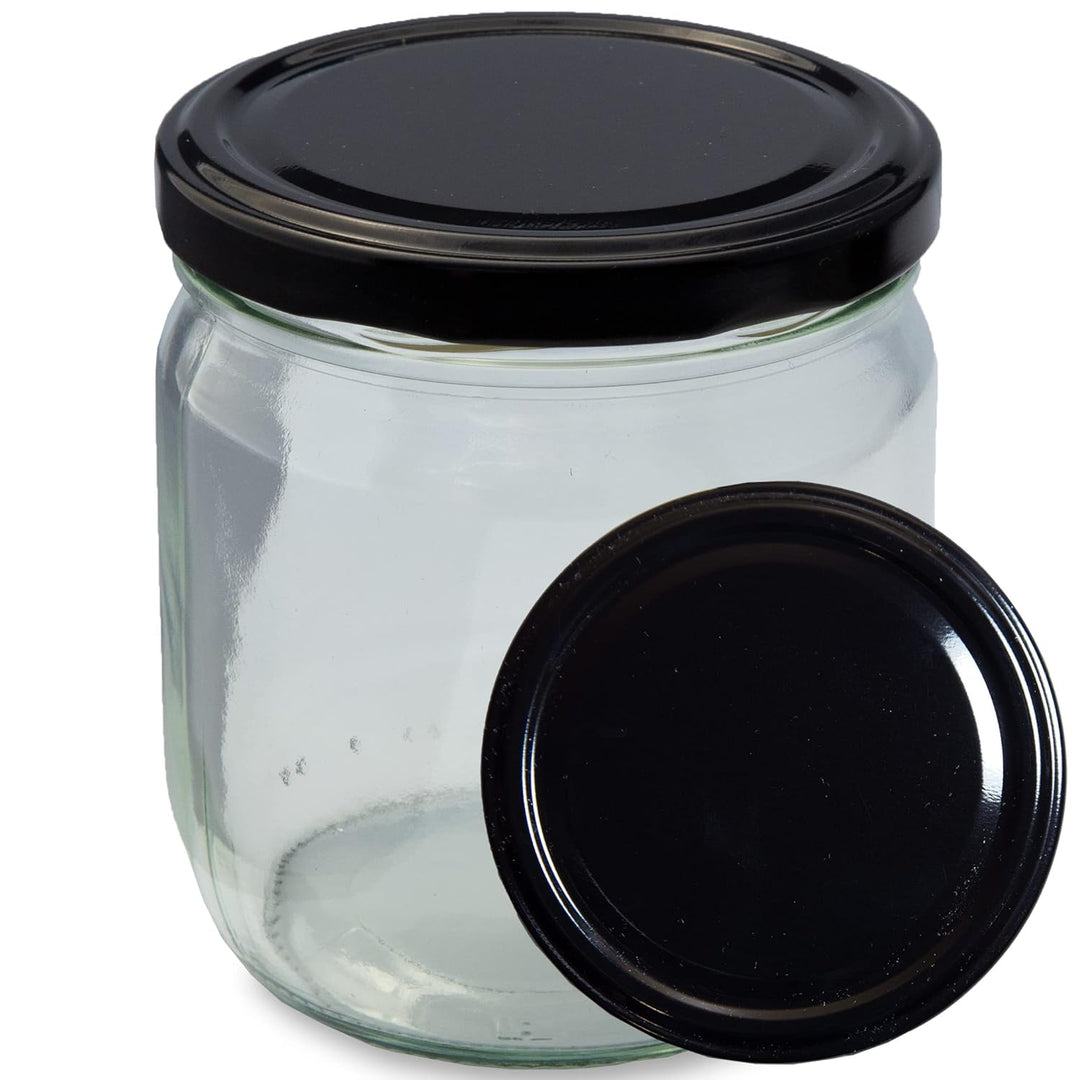 Imkado Twist-Off-Gläser (36 Stk) mit Metalldeckel (500g), abgerundeter Boden, Honigglas, Marmeladeng