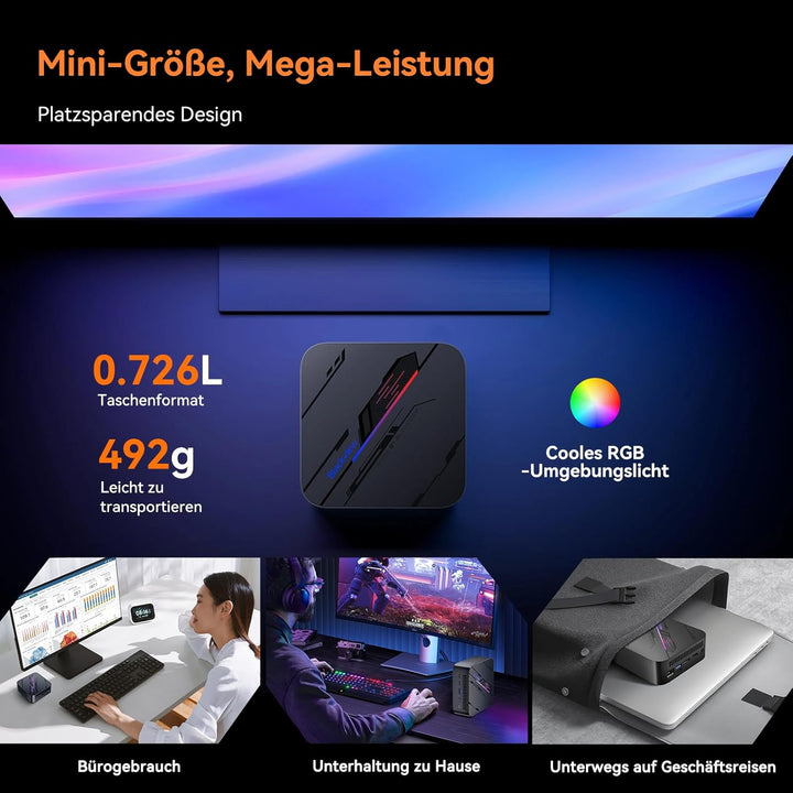 Blackview MP100 Mini PC Gaming AMD Ryzen 7 5825U(8C/16T,bis zu 4.5 GHz),Windows 11 Pro LPDDR4 16GB R