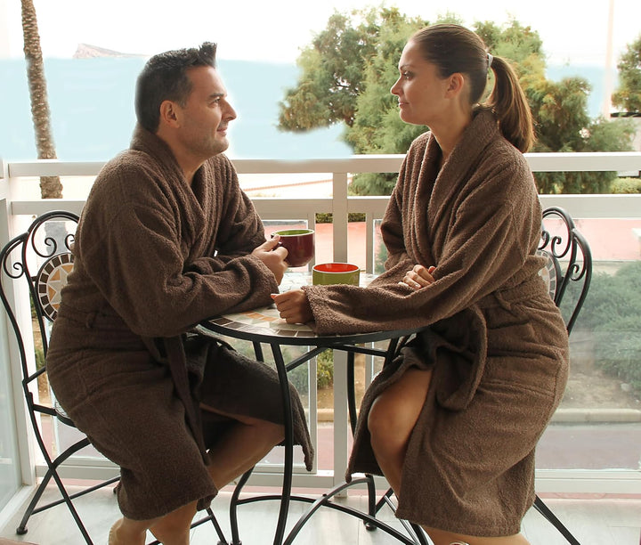 Bademantel für Damen, Herren, Unisex, Frottee 100% Baumwolle 400 gr, Flauschig, Kuschelig, Bunt, Lei