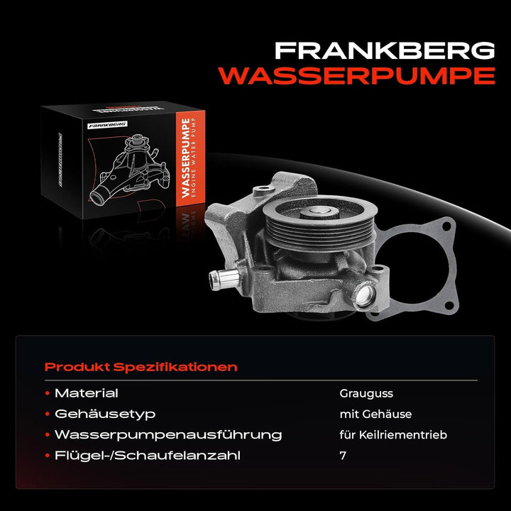 Frankberg Wasserpumpe Kühlmittelpumpe Kompatibel mit Jumper 3.0L Diesel 2006-2022 Ducato 250 290 3.0