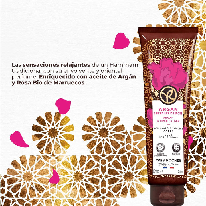Yves Rocher Körperpeeling, sulfatfrei, 98 % Inhaltsstoffe natürlichen Ursprungs, 150 ml (Argan & Ros