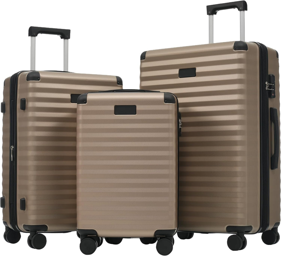 Merax Kofferset 3tlg, Hartschalenkofferset Reisekofferset, Erweiterbar Trolley Koffer mit TSA Schlos
