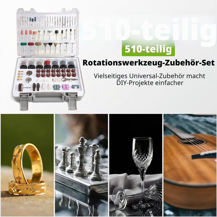 Huepar Tools Multifunktionswerkzeug Zubehör Set Drehwerkzeug 510 tlg. Universal Mehrzweck Zubehörset