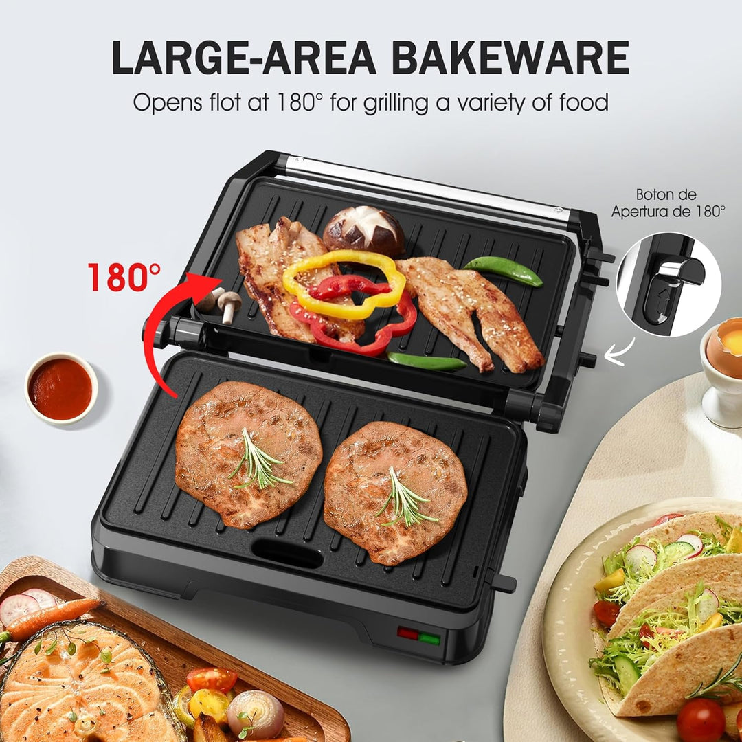 KEINVE Kontaktgrill für Sandwiches, Steak, Panini Grill und Sandwichmaker mit Antihaftbeschichtet, 8
