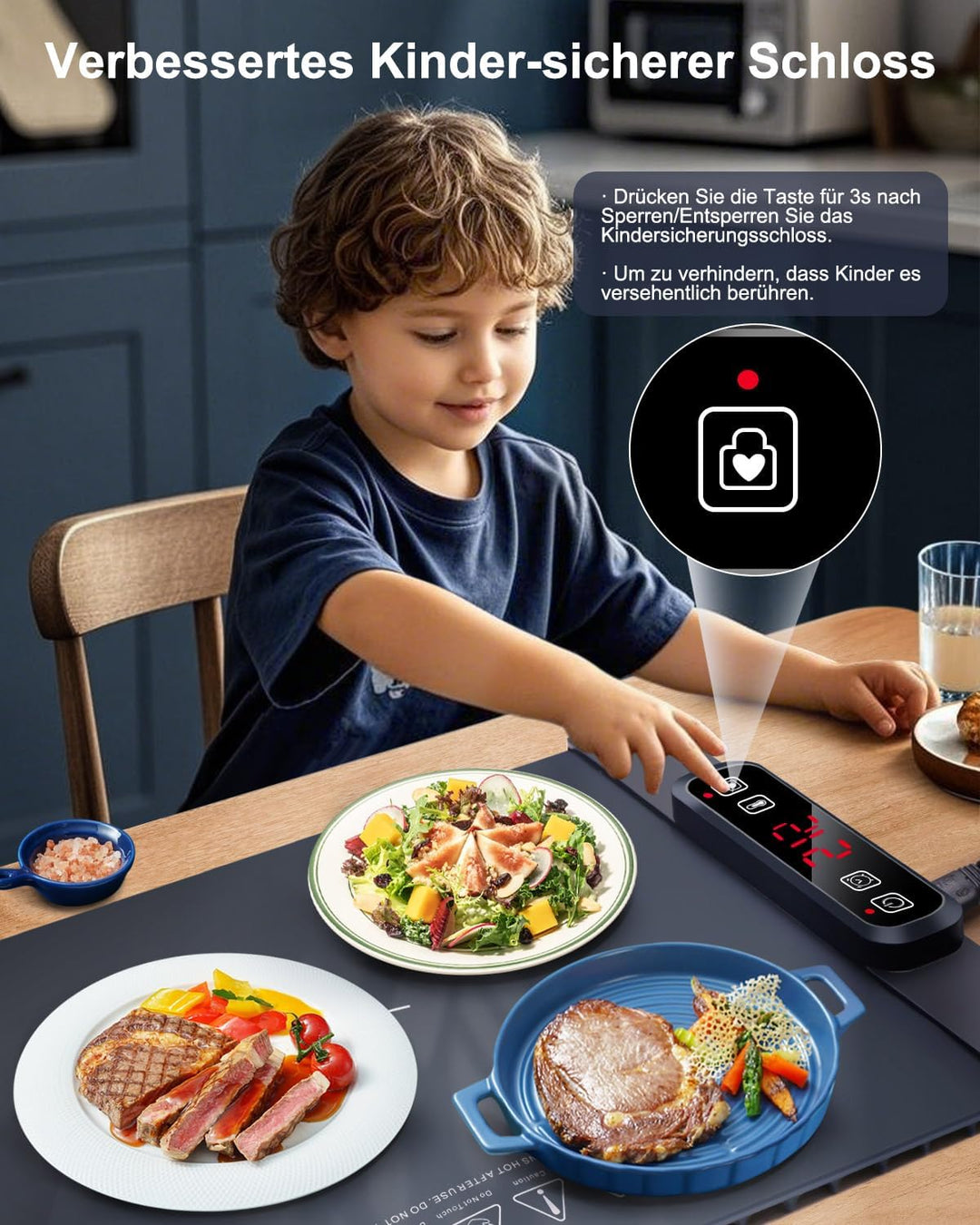 AUTOPkio Warmhalteplatte Elektrisch, Speisenwärmer Wärmeplatte für Speisen Buffetwärmer 5 Temperatur