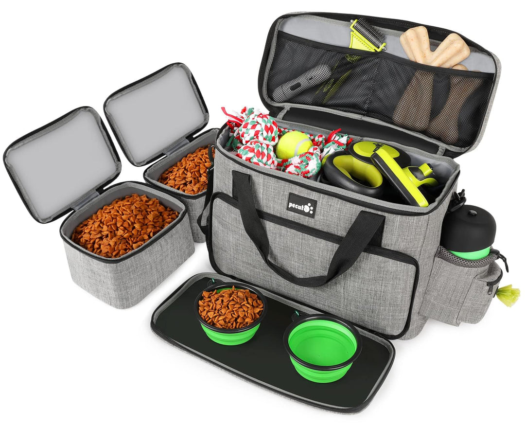 Pecute Hunde Reisetasche Grosse Hundetasche, Haustier, mit 2 Aufbewahrungstaschen und 2 Hundenäpfe,