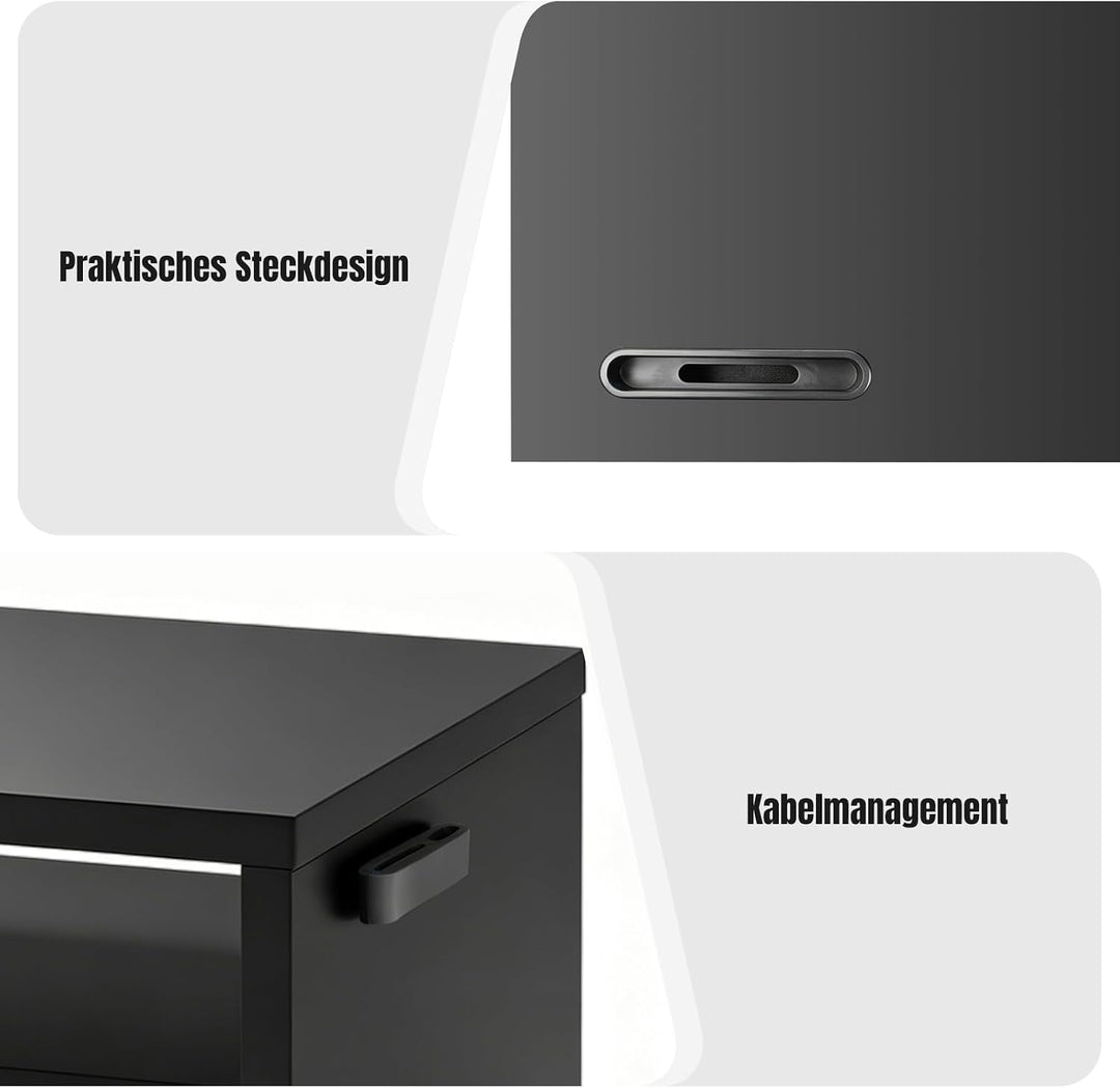 Lucn Monitorständer 2 Ebenen MDF Bildschirmunterbau mit Handyhalter, Kabelführung &amp; Tastaturauszug,