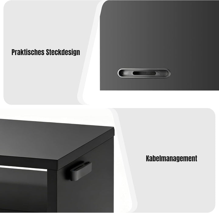 Lucn Monitorständer 2 Ebenen MDF Bildschirmunterbau mit Handyhalter, Kabelführung &amp; Tastaturauszug,