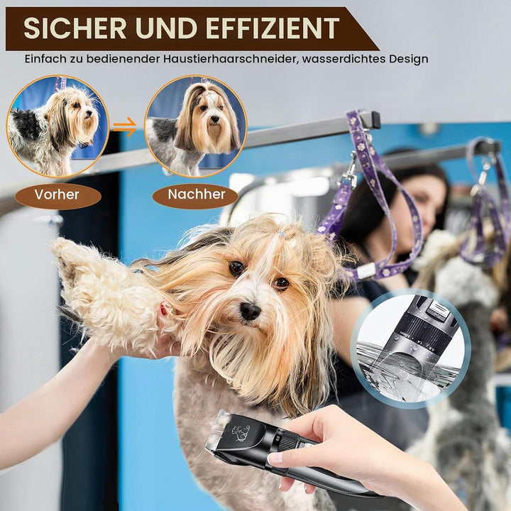 Hundeschermaschine, Leise Schermaschine Hund Katze, IPX7 Wasserdichtes Schermaschine Hund Katze, 2 S