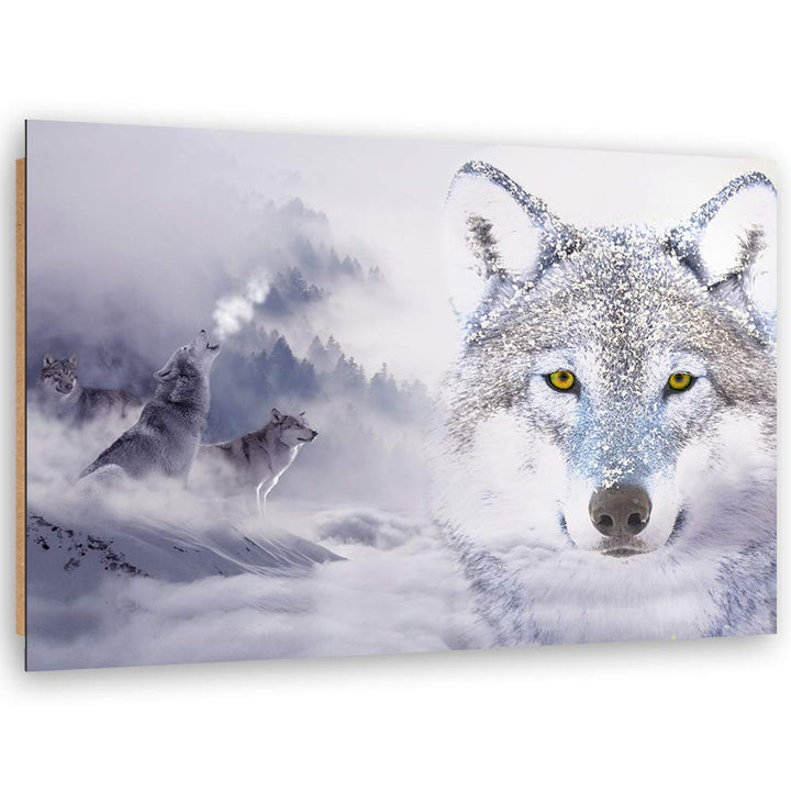 Feeby Dekobild Wölfe Deko Wand Kunstdruck Schnee Weiss 70x50 cm Deko Paneel 70x50 cm Weiss_a, Deko P