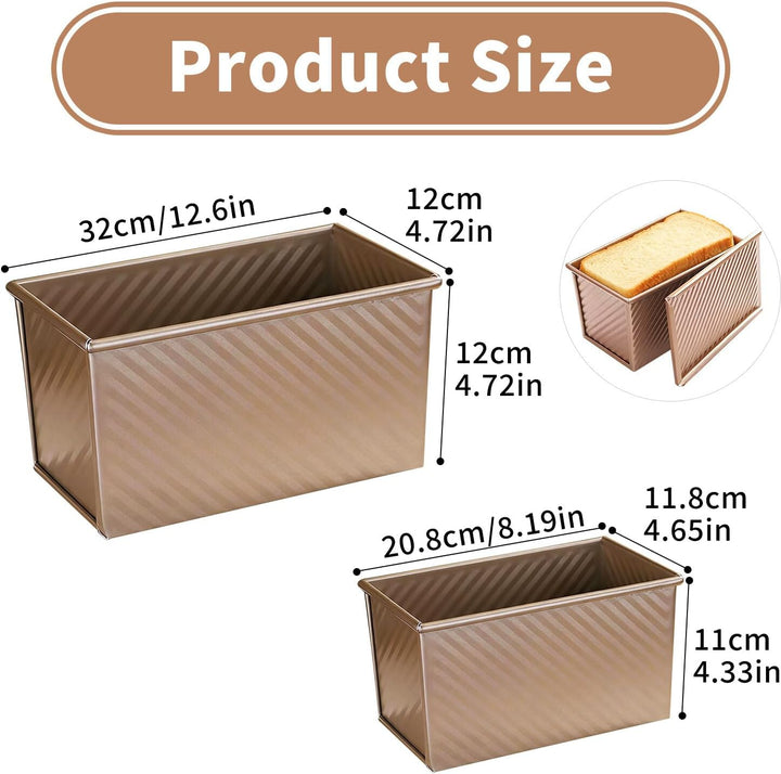 Toastbrot Backform mit Deckel 2er Set 1000g & 450g: Kastenform mit Deckel 32x12x12cm & 20,8x11,8x11c