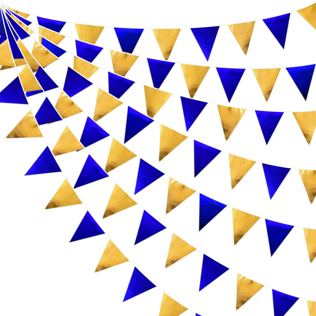 32 Ft Blau Gold Stoff Dreieck Banner Flagge Doppelseitig Metallic Holographische Wimpel Wimpel Girla