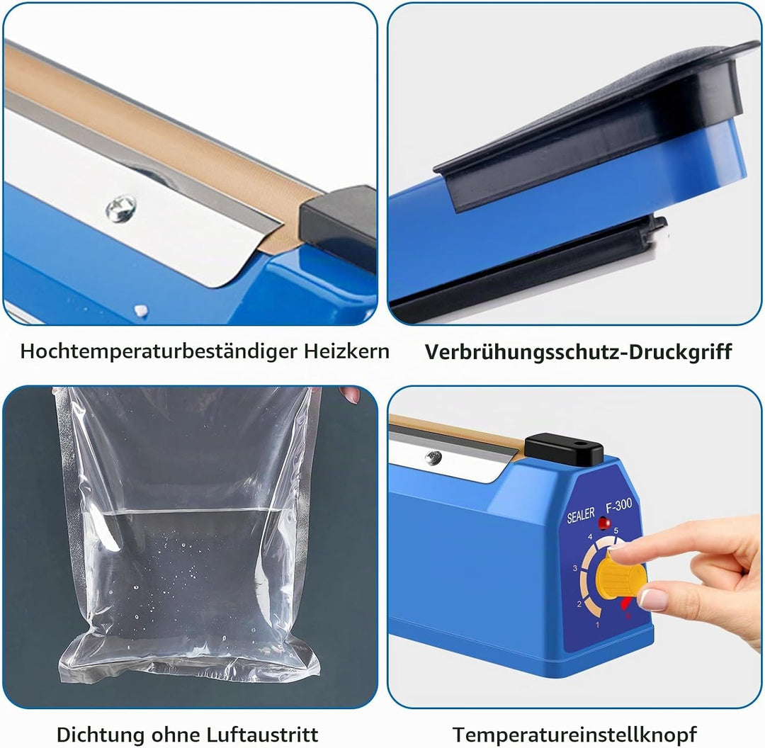 Folienschweissgerät, Heisssiegelgerät 300mm mit Temperaturkontrolle, Versiegelungsgerät, Tüten schwe