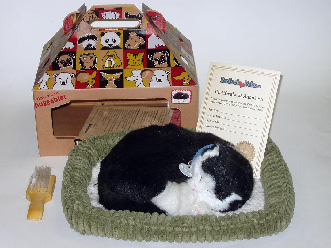Perfect Petzzz - 65432 – Interaktives Plüschtier – Katze – Shortair Bundle – Schwarz/Weiss – Tier at