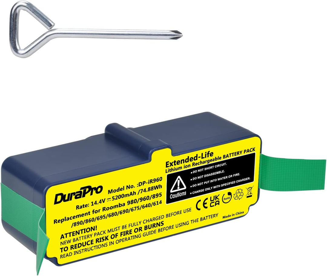 DuraPro 14.4V 5200mAh Li-ion Battery Akku for iRobot Roomba 900 960 965 966 980 865 866 870 871 760