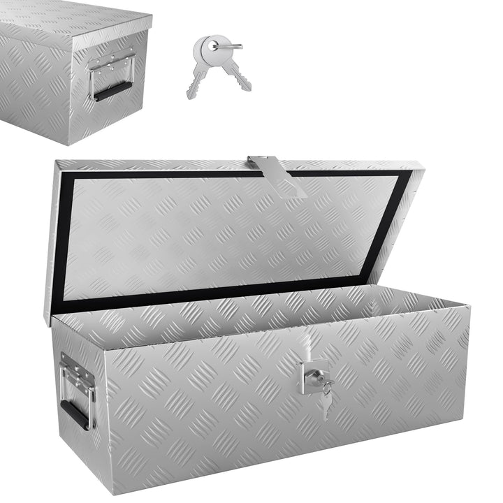 Froadp Aluminium Kiste mit Deckel, 600x260x200 mm Alubox Werkzeugkiste abschliessbar, wasserdichte A