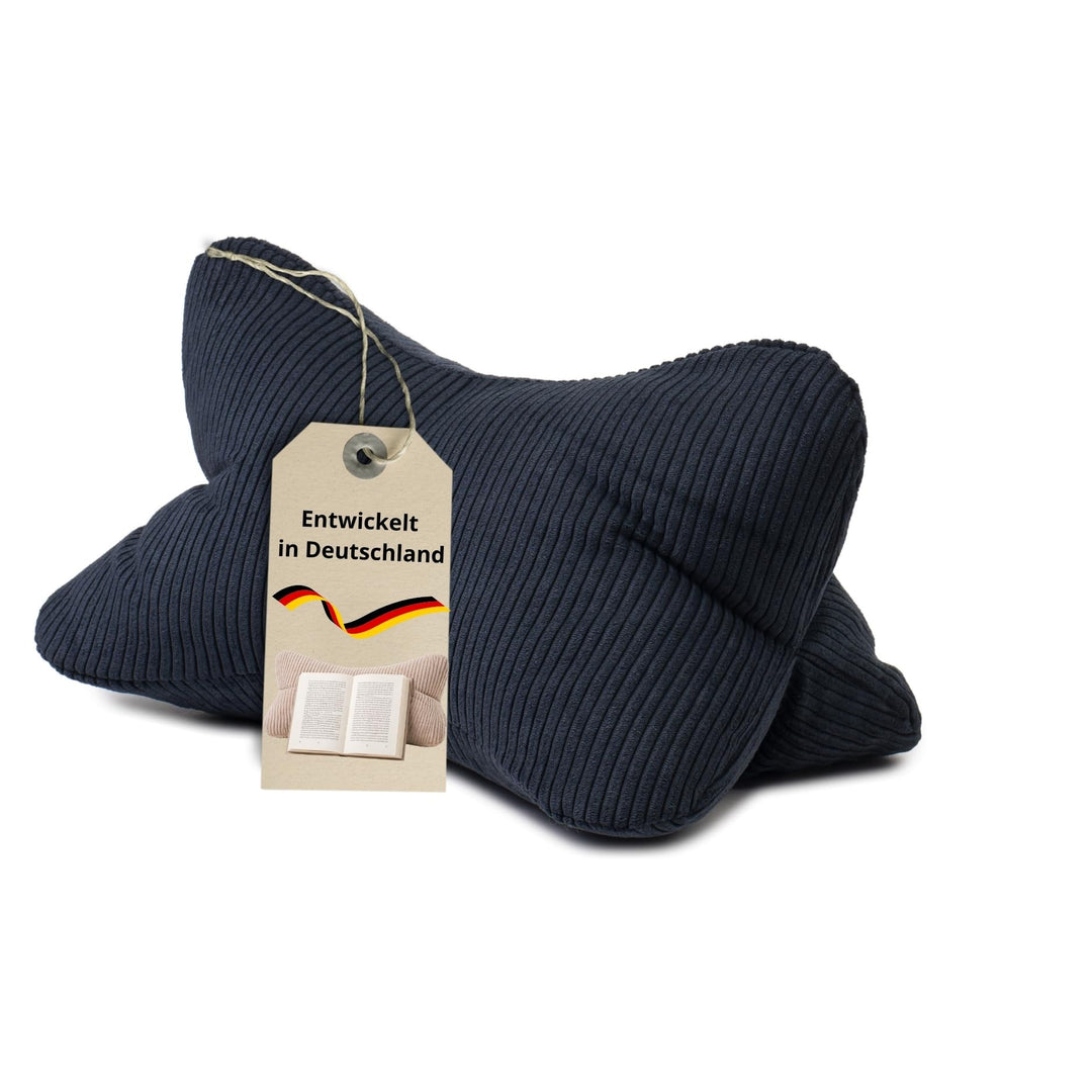 liebling Cord Lesekissen für Bett und Sofa, Bücherkissen, Lesehilfe, 40x25 cm, Leseknochen, Serie Ve
