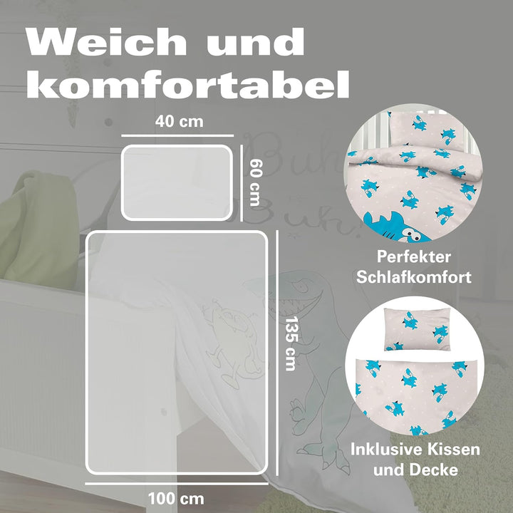 BaSaTex Kinder Baby Bettwäsche Set für Mädchen und Jungen | 100x135 cm + 40x60 cm | 100% Polyester M
