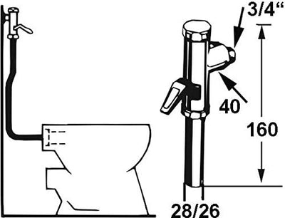 Schell WC-Druckspüler, Messing mit Spülstromregulierung, Verwendung: Flach und Tiefspülbecken, Flies