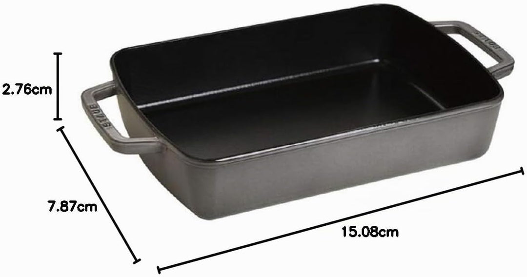 Staub 1004328 Auflaufform (30 x 20 cm, 3,15 L mit mattschwarzer Emaillierung im Inneren der Auflauff