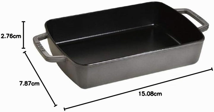 Staub 1004328 Auflaufform (30 x 20 cm, 3,15 L mit mattschwarzer Emaillierung im Inneren der Auflauff