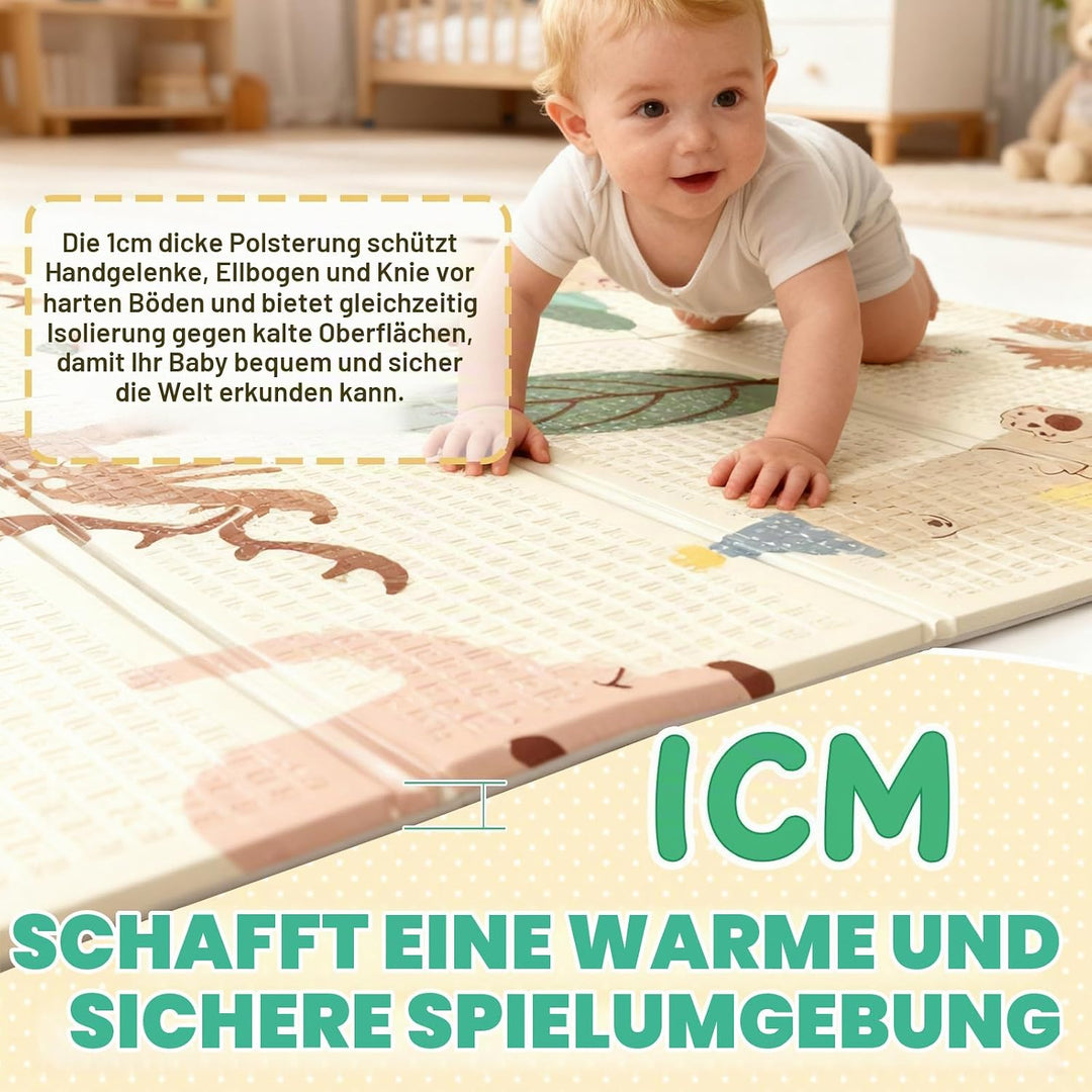 Soontrans Krabbelmatte Baby, Spielmatte Baby Faltbar, 180x120x1cm, Play Mat for Babies Doppelseitige
