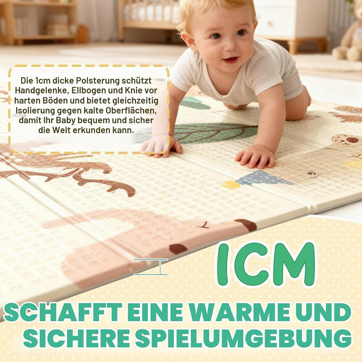Soontrans Krabbelmatte Baby, Spielmatte Baby Faltbar, 180x120x1cm, Play Mat for Babies Doppelseitige