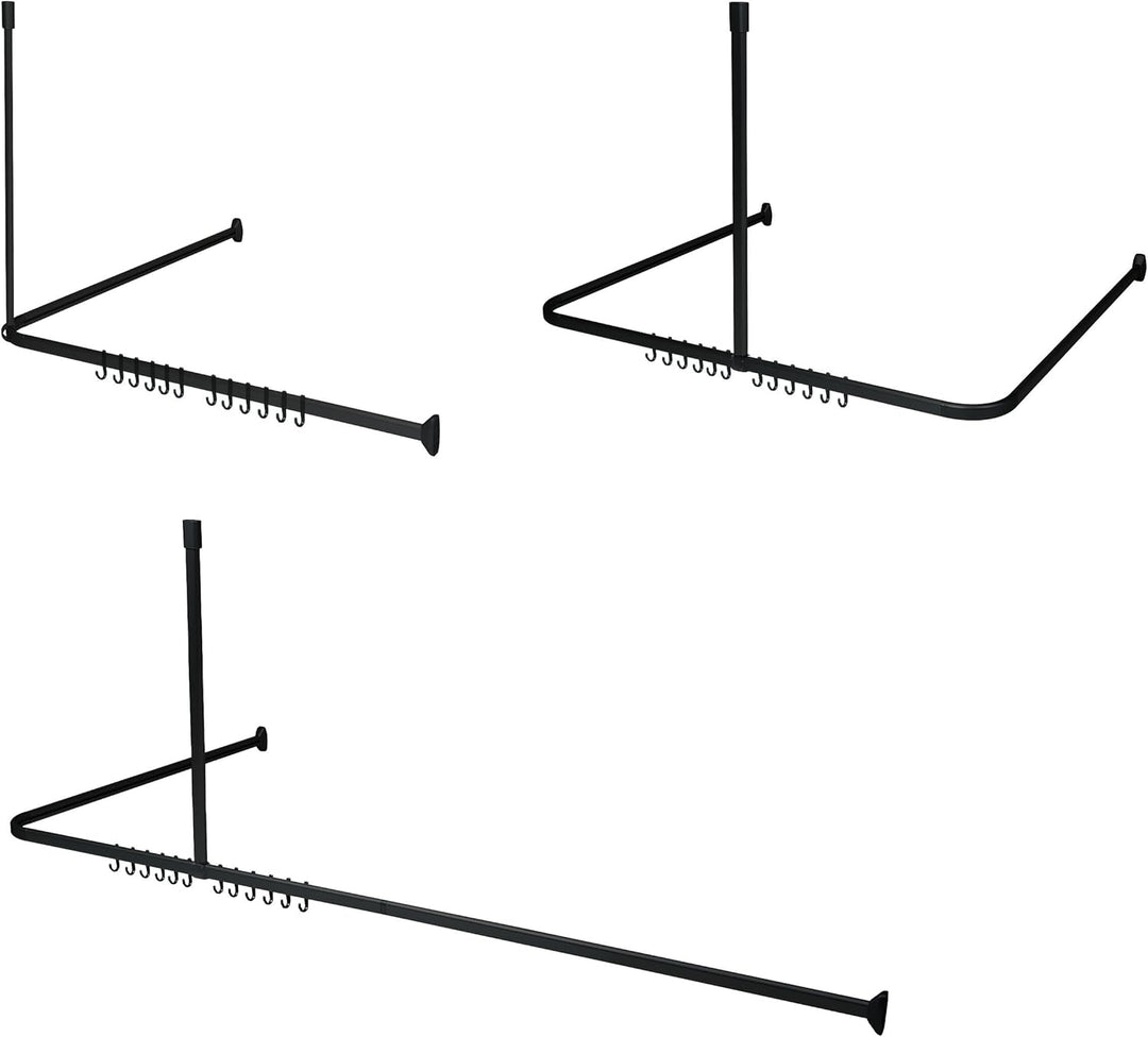Sealskin Komplett-Set Easy Roll Duschvorhangstange, Farbe: Schwarz, Duschvorhanghalterung zur indivi