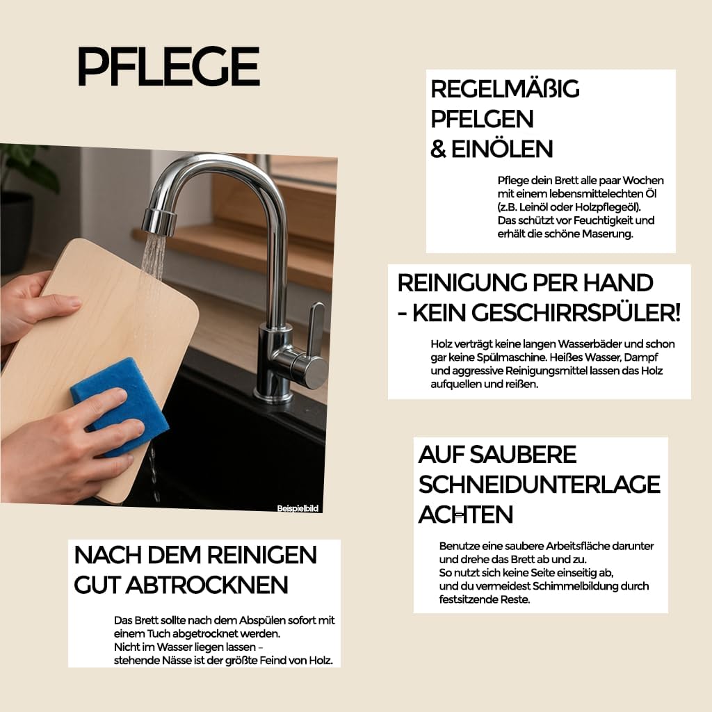 DEKOFANT Frühstücksbrettchen Holz 6er Set aus massivem Ahornholz - 24x15x1cm Holzbrettchen antibakte