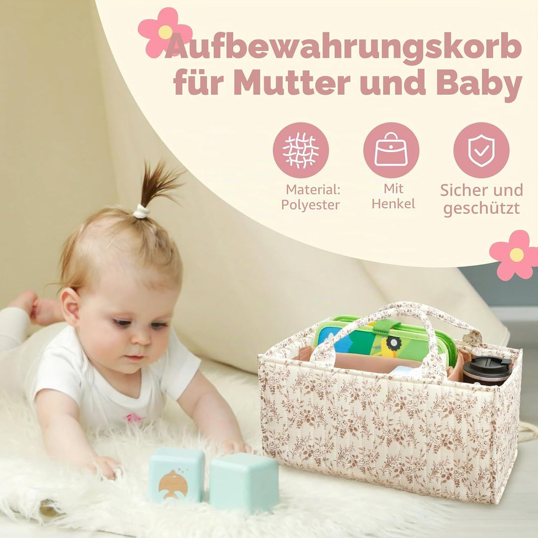 Blumen Wickeltisch Organizer,Tragbarer Wickelorganizer mit verstellbaren Trennwänden und handhaben,B
