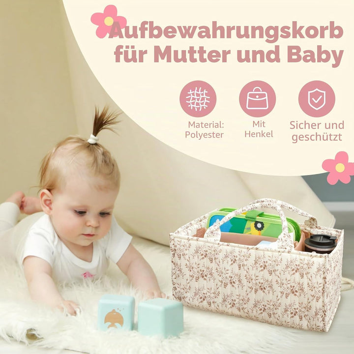 Blumen Wickeltisch Organizer,Tragbarer Wickelorganizer mit verstellbaren Trennwänden und handhaben,B