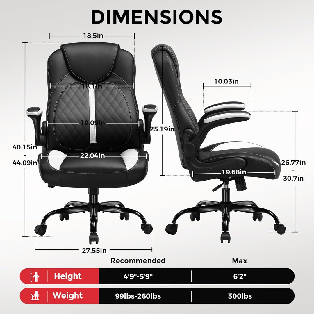 GTPLAYER Gaming Stuhl mit hochklappbarer Armlehne, Gamer Stuhl mit Schaukelfunktion, Ergonomischer C