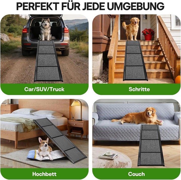 180CM Hunderampe, Aluminium Hunderampe Auto Klappbar, Rampe Hund mit Rutschfester Oberfläche, 50 cm