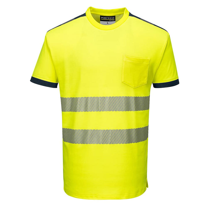 PW3 T-Shirt Manica Corta Hi-Vis XXL Yellow/Navy, XXL Yellow/Navy