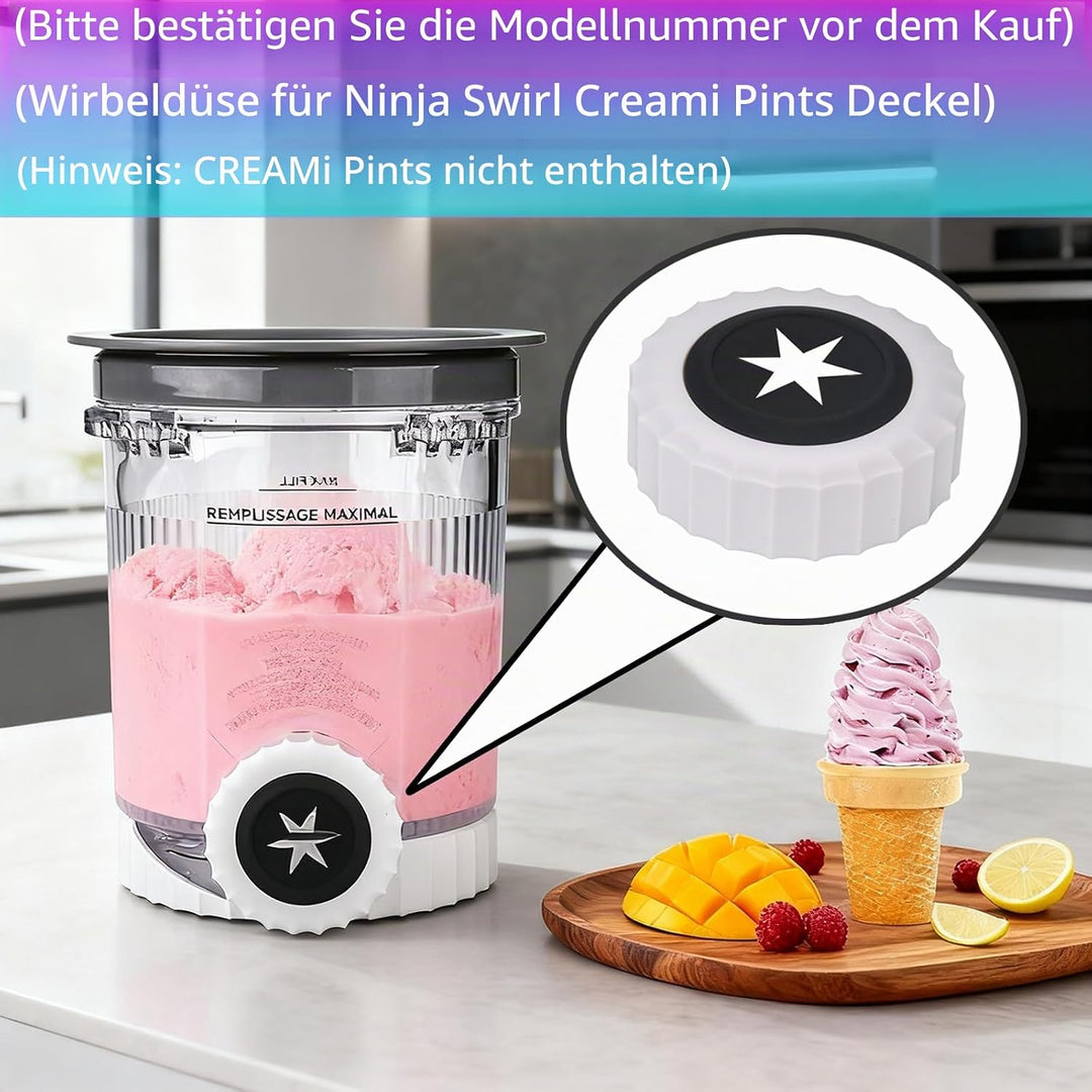 6 Sets Wirbeldüse für Ninja Swirl Creami Pints Deckel, weiche Servierdüse für Ninja Swirl Creami NC7