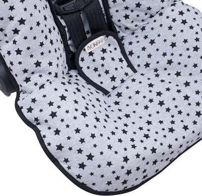 JYOKO Kids Abdecken Gepolsterte Universal für Babyschale (Black Star) Grau, Grau